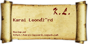 Karai Leonárd névjegykártya