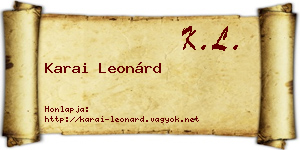 Karai Leonárd névjegykártya