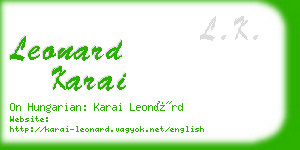 leonard karai business card